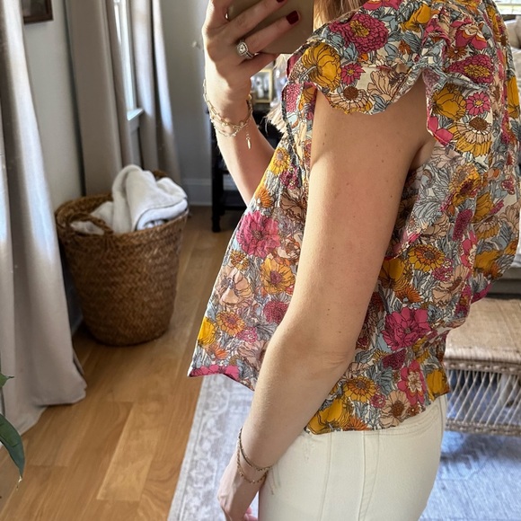 NWT Trovata CLOVER BLOUSE DAWN FLEURETTES Floral Multicolor Women's Top - Picture 4 of 5